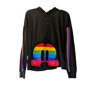 Torrid Disney sweatshirt women's size 2 hooded rainbow and black Mickey